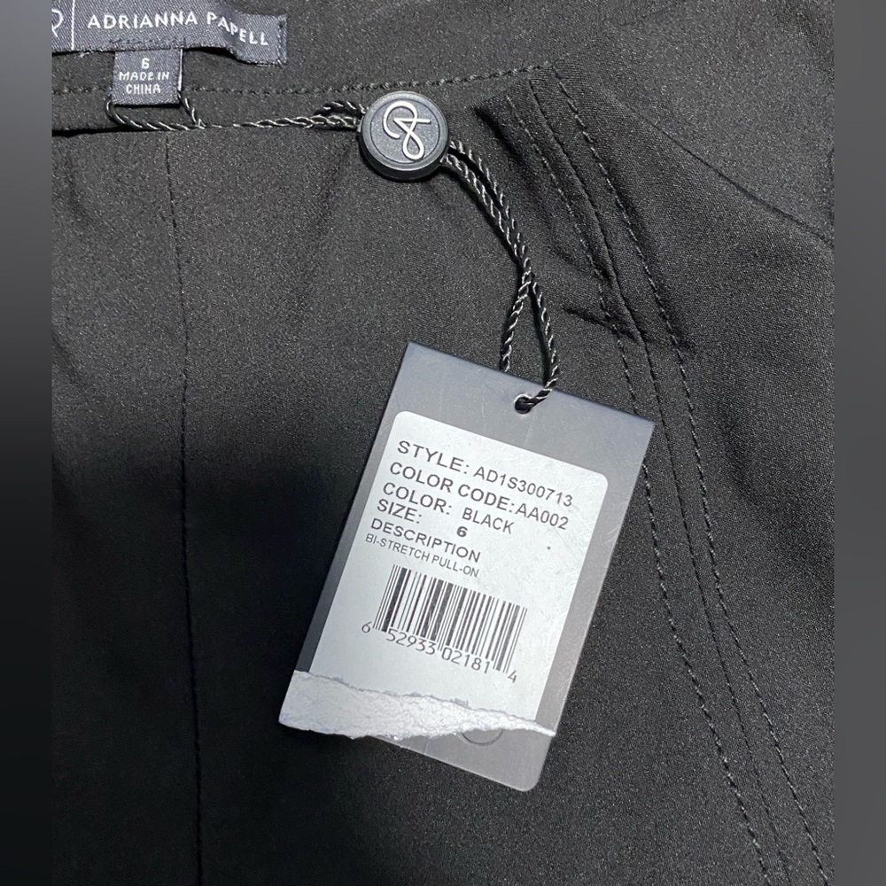 ADRIANNA PAPELL BLACK BI STRETCH PULL ON PANTS SIZE 6 - Picture 4 of 8